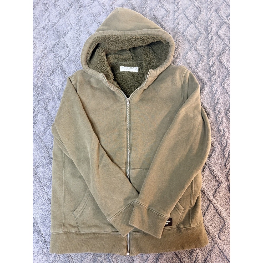 Abercrombie & Fitch Sherpa Lined Hoodie Size XS Green Full Zip